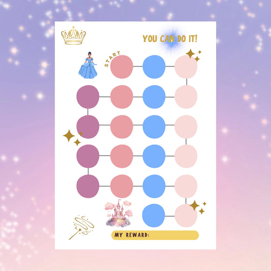 "A princess printable reward chart pdf download."