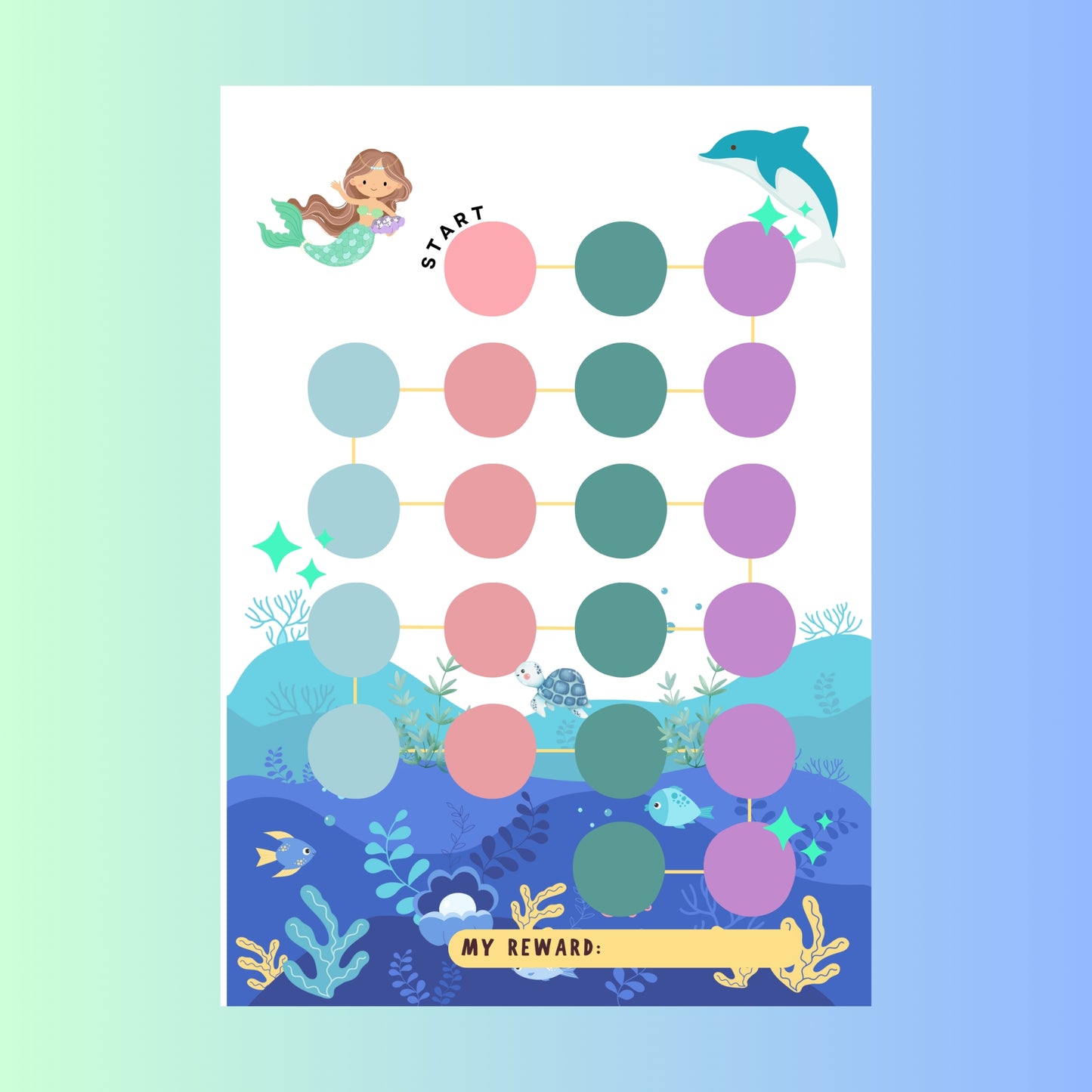 "A mermaid reward chart printable."