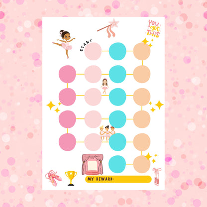 "A printable ballerina reward chart."