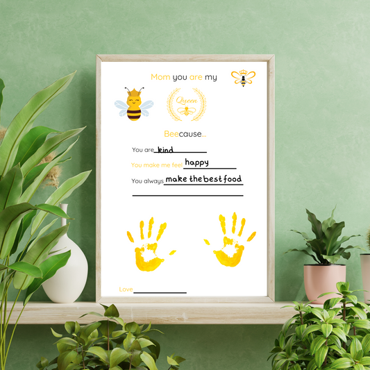 "A mum gift printable bee themed framed keepsake."