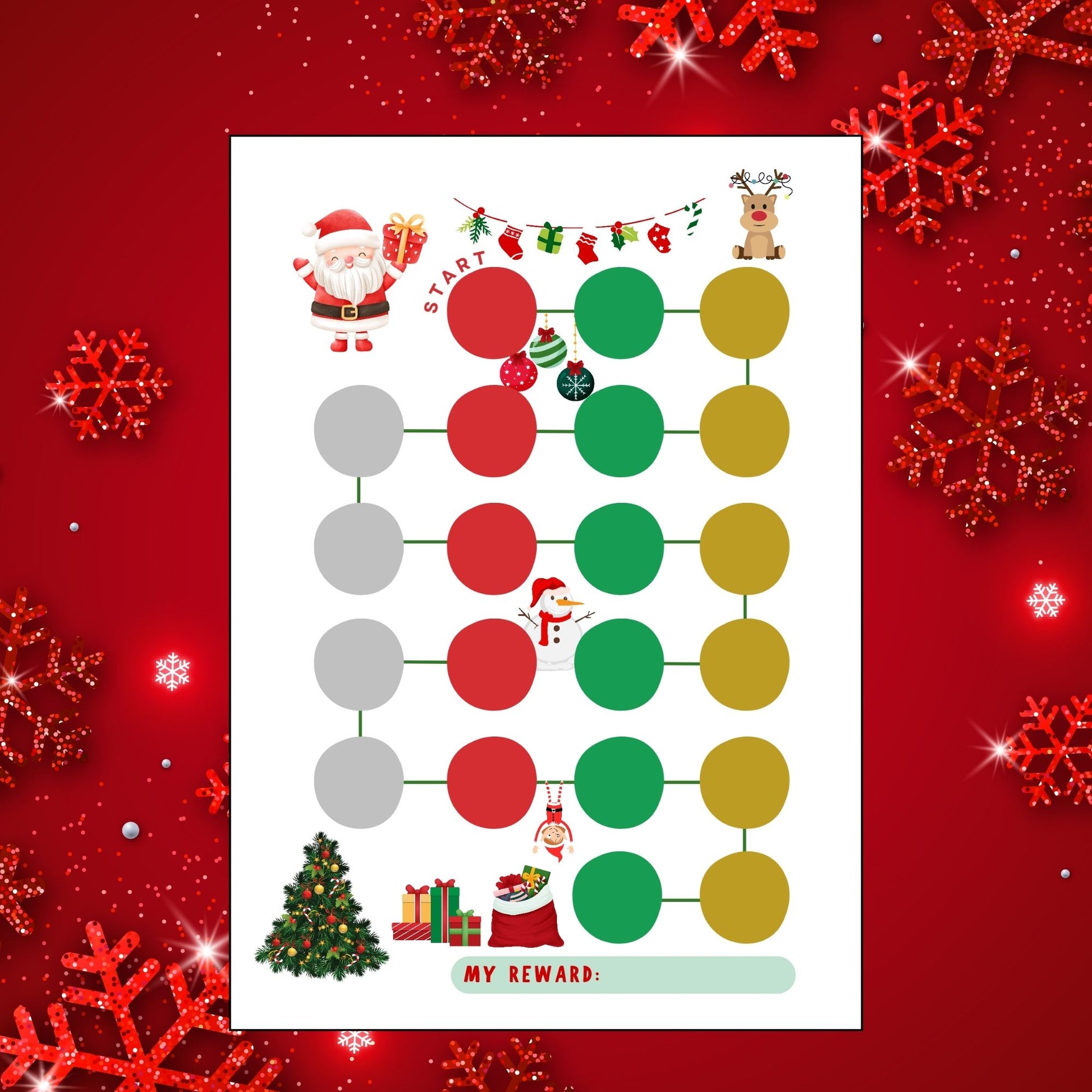 "a printable kids Christmas reward chart."