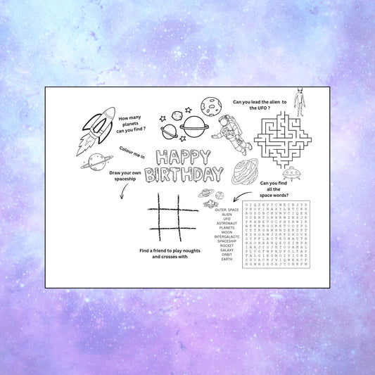 "a kids space printable activity sheet."