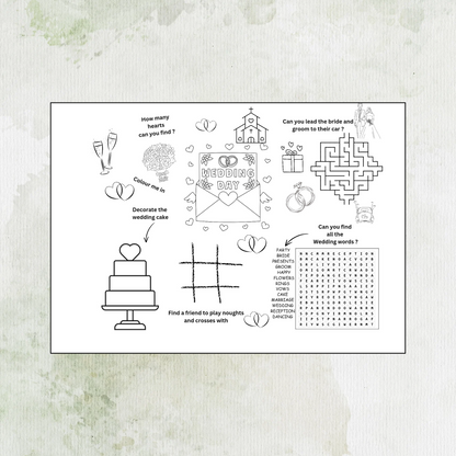 Wedding Activity Sheet for Kids Printable