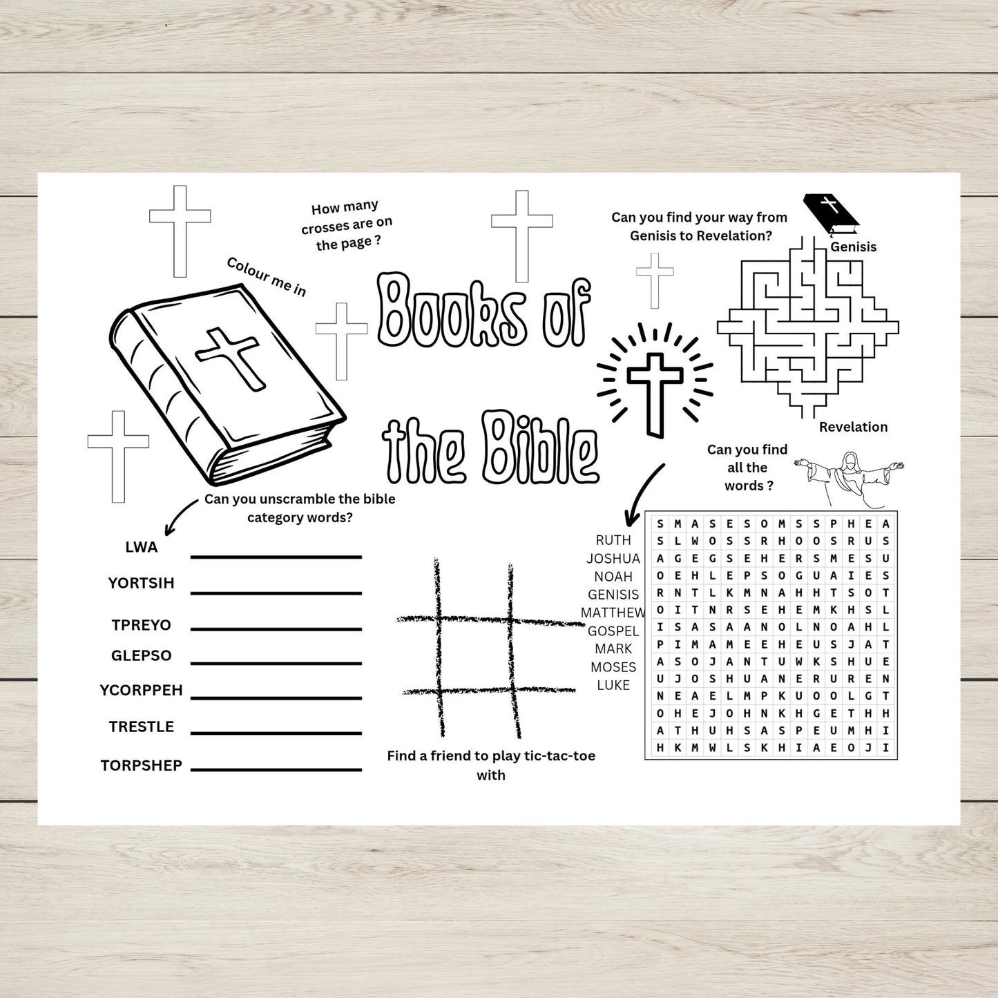 Books of the Bible Activity Placemat