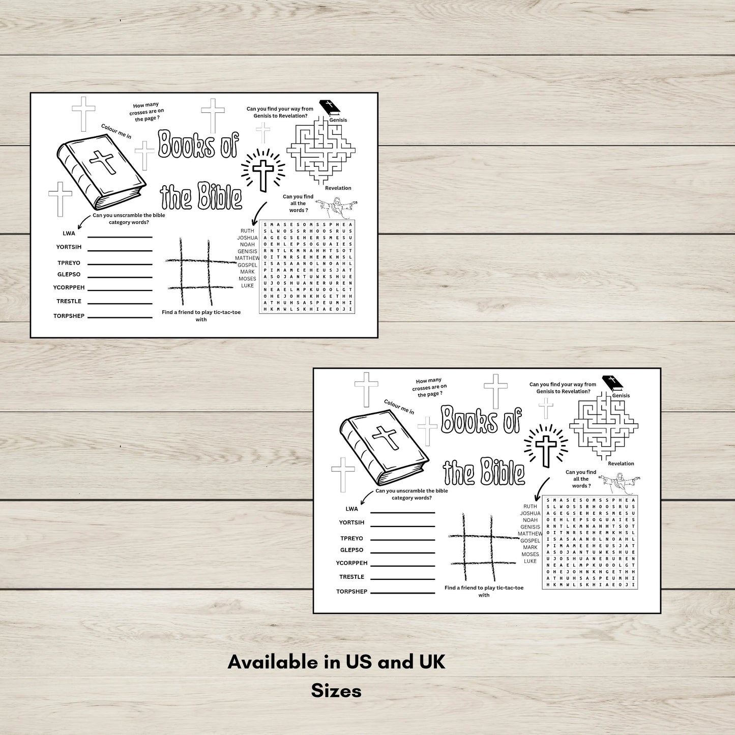 Books of the Bible Activity Placemat