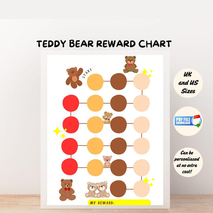 Teddy bear reward chart on a white background
