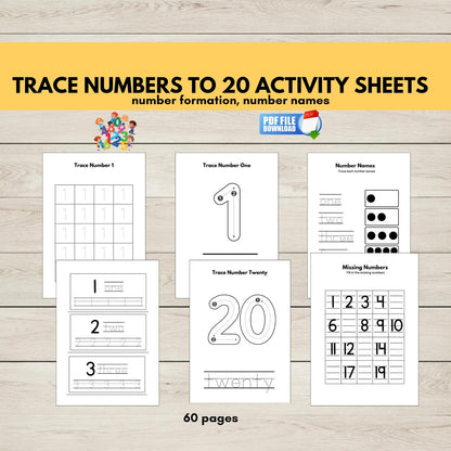 A selection of numbers 1-20 activity sheets.