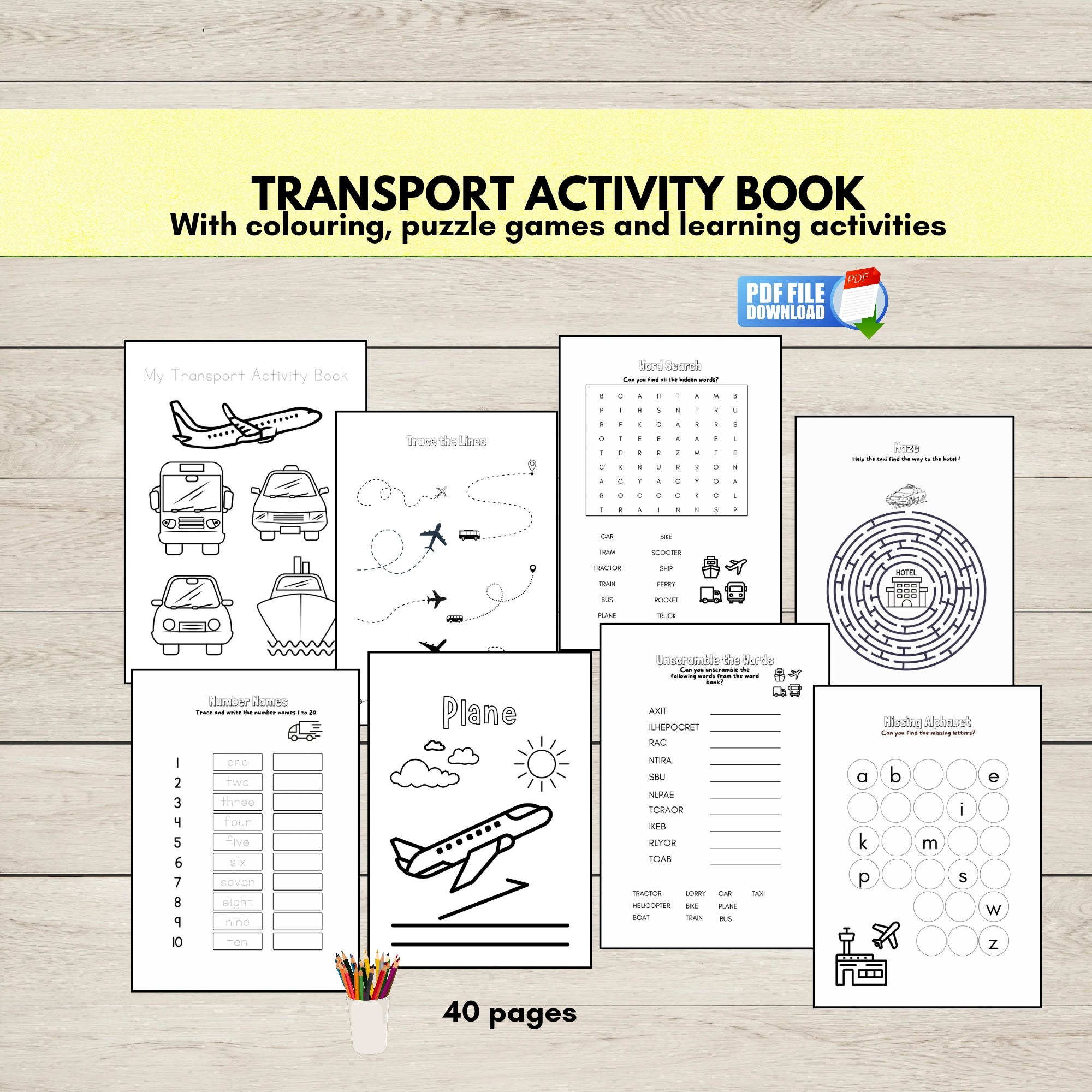Transport Activity Grade R Transport Activity Book for Kids-Printable PDF Download – magicalminikids